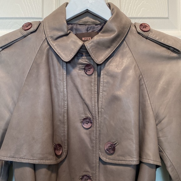 Reiss Belted Leather Trench Jacket - Picture 2 of 9